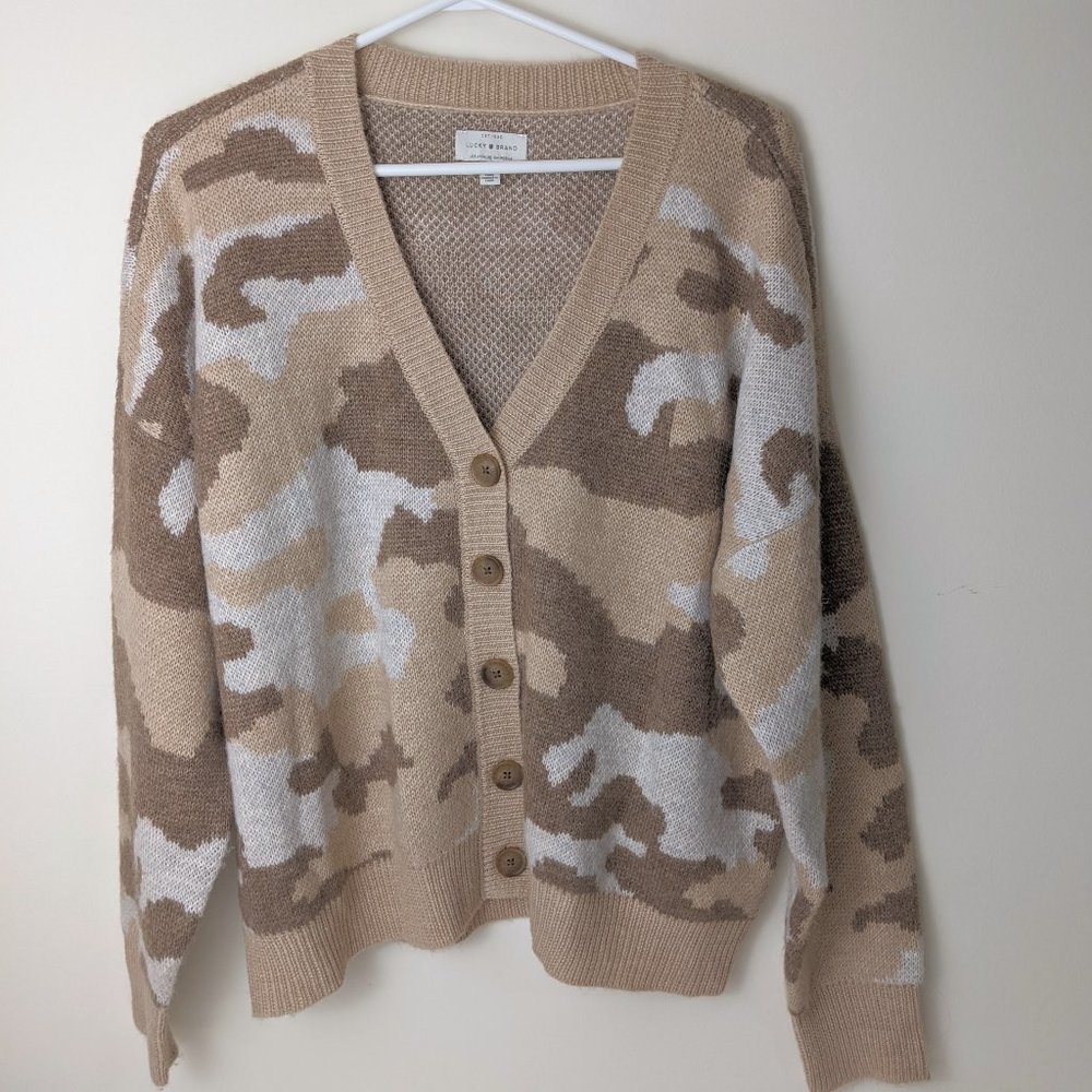 NWOT Lucky Brand Camo Button Cardi Sz XL